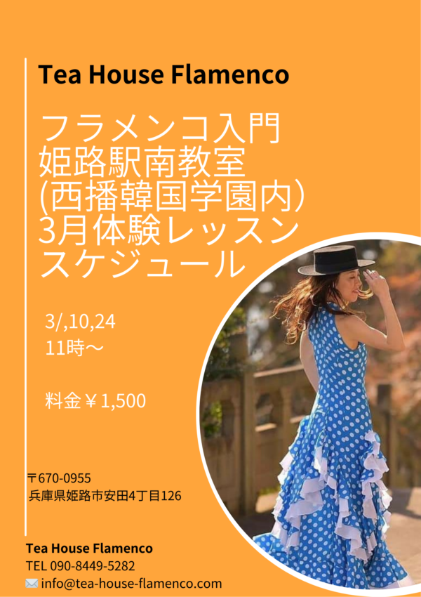 初心者さん向け!3月駅南教室フラメンコ体験レッスンのお知らせ